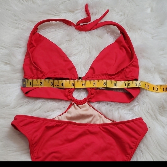 Booty by Brabants Brazilian Red cutouts one piece cheeky high-waist swim wear Lg - Picture 9 of 16